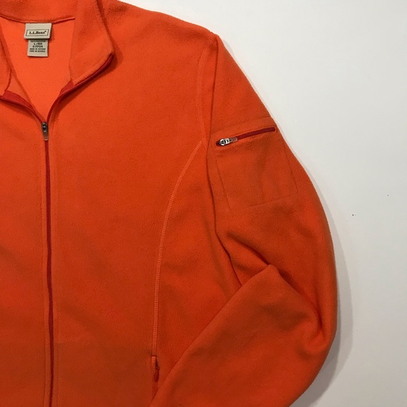 L.L. Bean Orange Fleece Front Zip Pullover Jacket - Picture 3 of 8